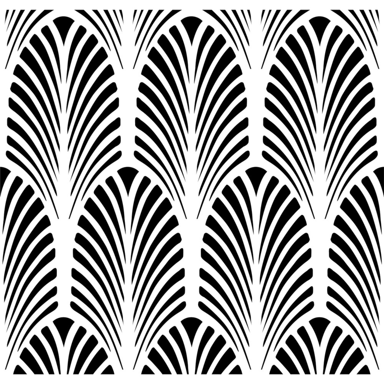 Art Deco Fan All Over Embossing 12 x 12 Stencil | FS039 by Designer Stencils | Reusable Stencils for Painting |